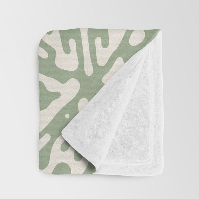 Organic Matter in Ivory and Green Throw Blanket Gallery Image 3