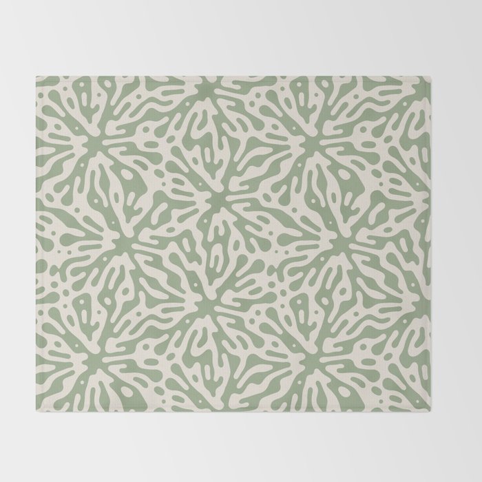 Organic Matter in Ivory and Green Throw Blanket Gallery Image 2