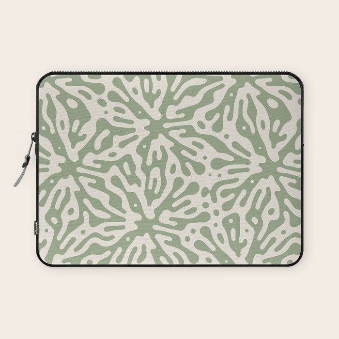 Organic Matter in Ivory and Green Laptop Sleeve Gallery Image 1