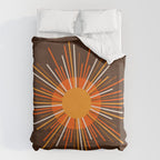 Retro Minimalist Sunburst Sun in 70s Brown and Orange Duvet Cover Gallery Image 6