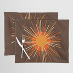 Retro Minimalist Sunburst Sun in 70s Brown and Orange Placemat Gallery Image 1