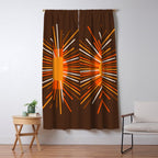Retro Minimalist Sunburst Sun in 70s Brown and Orange Window Curtain Gallery Image 5