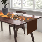 Retro Minimalist Sunburst Sun in 70s Brown and Orange Table Runner Gallery Image 2
