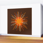 Retro Minimalist Sunburst Sun in 70s Brown and Orange Wall Mural Gallery Image 2