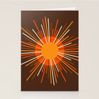 Retro Minimalist Sunburst Sun in 70s Brown and Orange Stationery Card Gallery Image 2