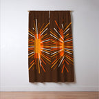 Retro Minimalist Sunburst Sun in 70s Brown and Orange Window Curtain Gallery Image 3