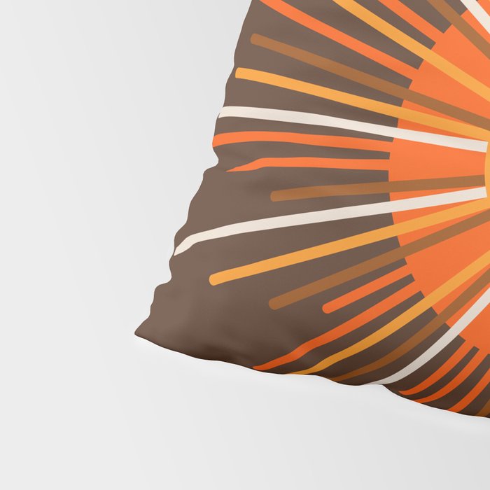 Retro Minimalist Sunburst Sun in 70s Brown and Orange Pillow Sham Gallery Image 4