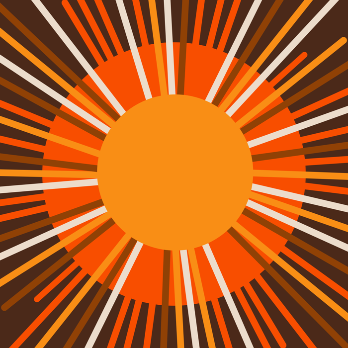 Retro Minimalist Sunburst Sun in 70s Brown and Orange Coffee Mug Gallery Image 2