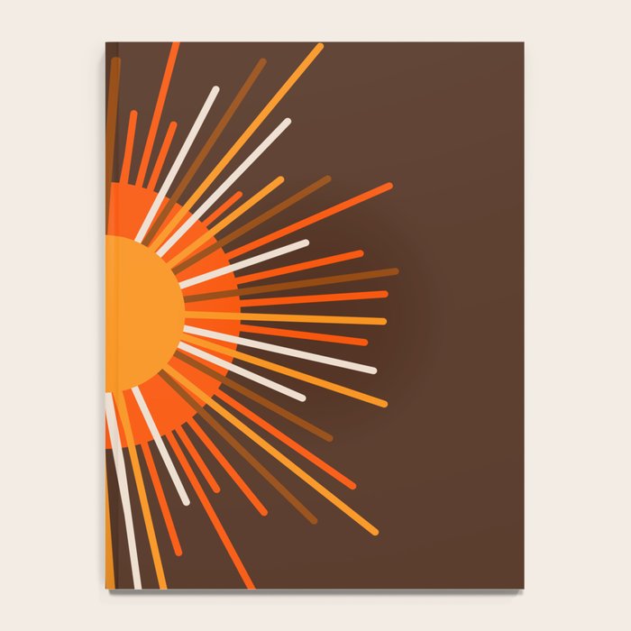 Retro Minimalist Sunburst Sun in 70s Brown and Orange Notebook Gallery Image 4