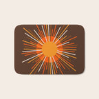 Retro Minimalist Sunburst Sun in 70s Brown and Orange Bath Mat Gallery Image 1