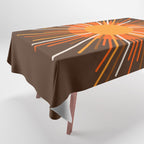 Retro Minimalist Sunburst Sun in 70s Brown and Orange Tablecloth Gallery Image 1