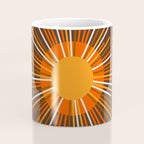 Retro Minimalist Sunburst Sun in 70s Brown and Orange Coffee Mug Gallery Image 4
