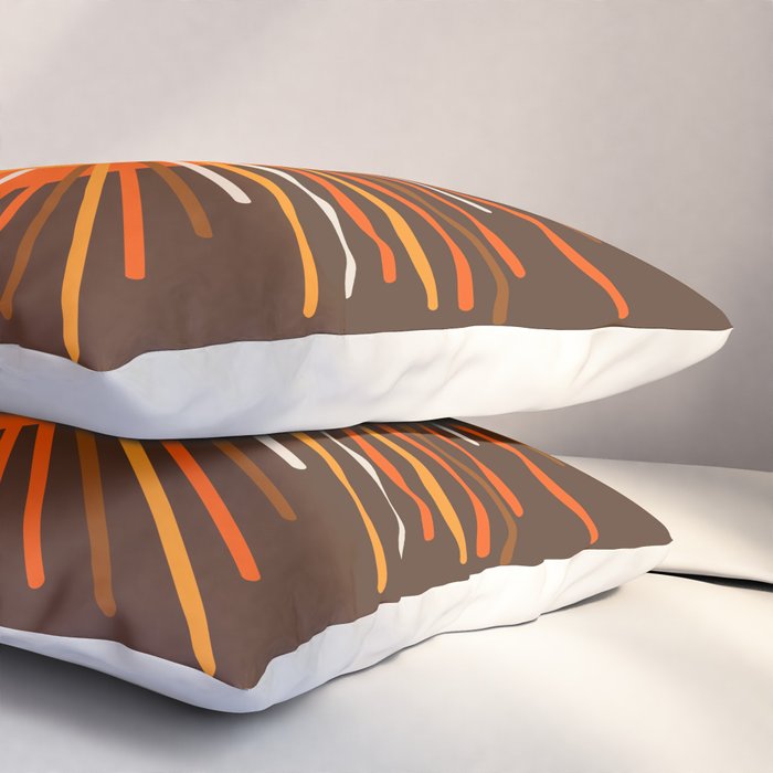 Retro Minimalist Sunburst Sun in 70s Brown and Orange Pillow Sham Gallery Image 3