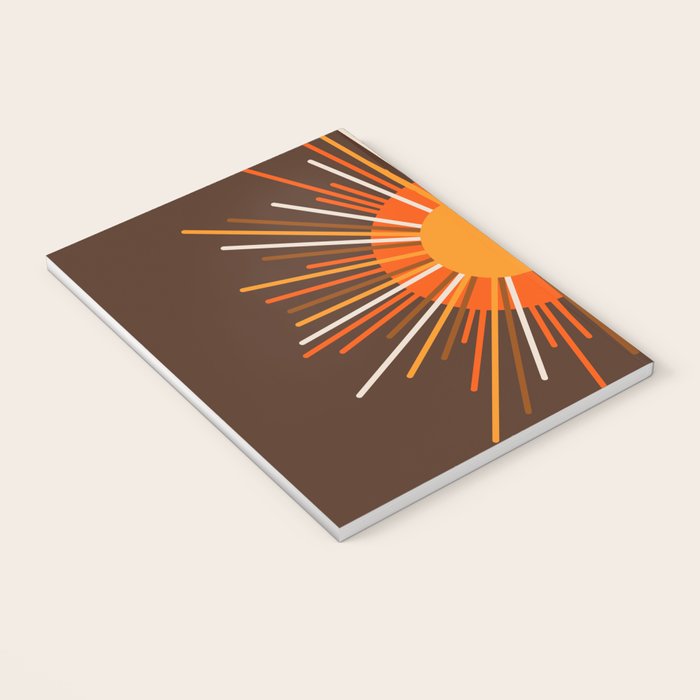 Retro Minimalist Sunburst Sun in 70s Brown and Orange Notebook Gallery Image 3