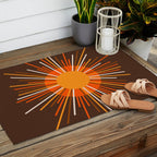 Retro Minimalist Sunburst Sun in 70s Brown and Orange Outdoor Rug Gallery Image 2