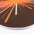 Retro Minimalist Sunburst Sun in 70s Brown and Orange Bath Mat Gallery Image 3