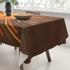 Retro Minimalist Sunburst Sun in 70s Brown and Orange Tablecloth Gallery Image 3