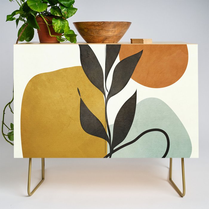 Soft Abstract Small Leaf Credenza Gallery Image 1