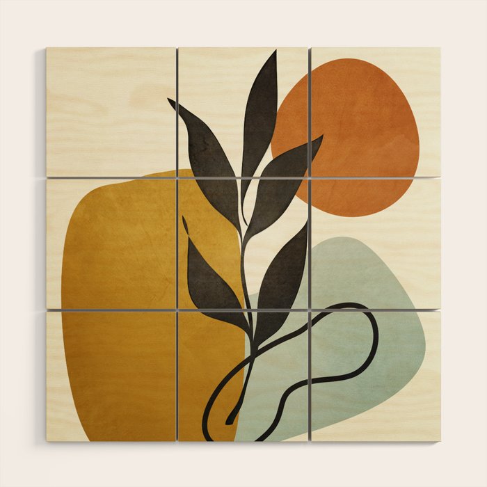 Soft Abstract Small Leaf Wood Wall Art Gallery Image 1