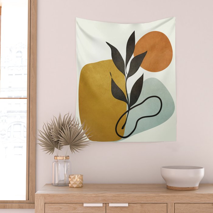 Soft Abstract Small Leaf Wall Tapestry Gallery Image 2