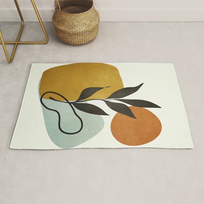 Soft Abstract Small Leaf Rug Gallery Image 1