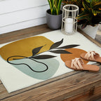 Soft Abstract Small Leaf Outdoor Rug Gallery Image 2
