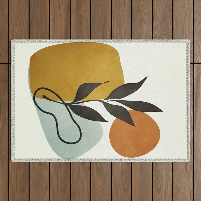 Soft Abstract Small Leaf Outdoor Rug Gallery Image 1
