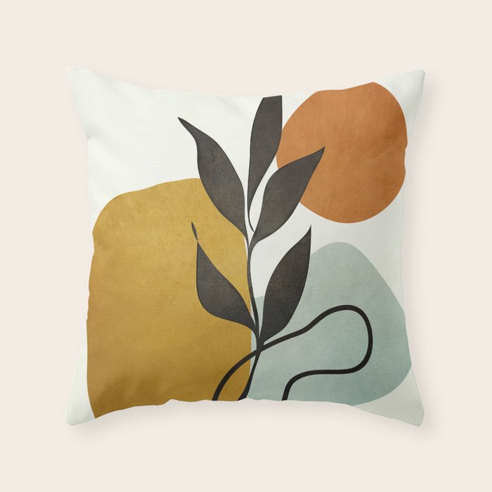Soft Abstract Small Leaf Throw Pillow Gallery Image 1