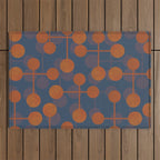 blue and orange midcentury dots pattern Outdoor Rug Gallery Image 1