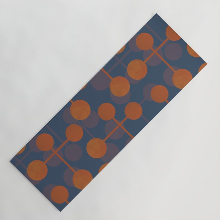 blue and orange midcentury dots pattern Yoga Mat Gallery Image 1