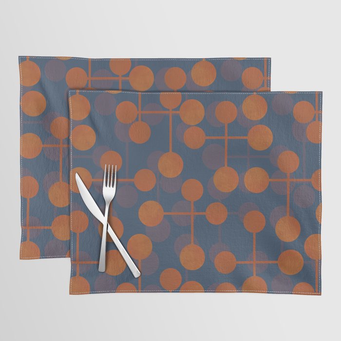 blue and orange midcentury dots pattern Placemat Gallery Image 1