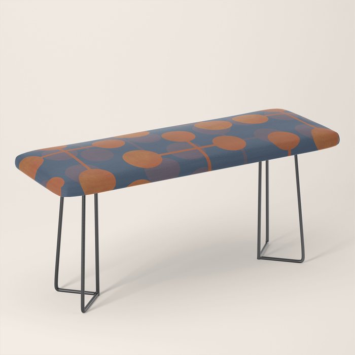 blue and orange midcentury dots pattern Bench Gallery Image 1