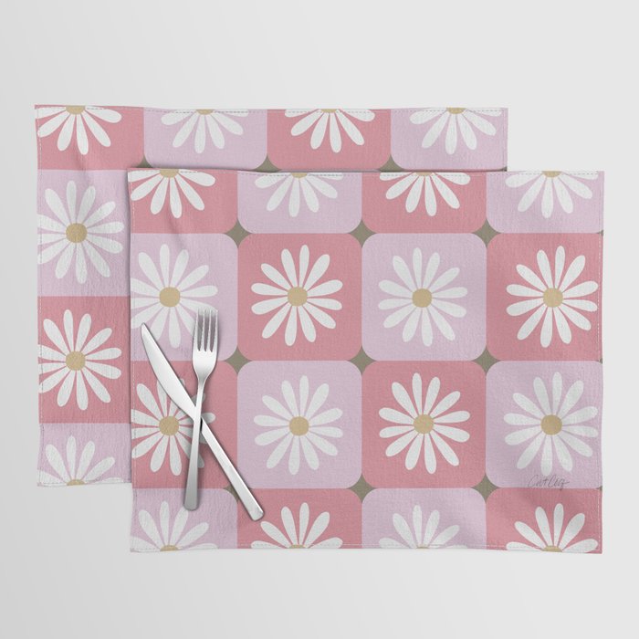 Checkered Daisies - Blush & Gold Placemat Gallery Image 1