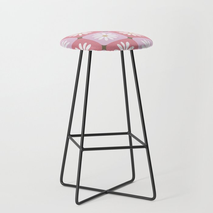 Checkered Daisies - Blush & Gold Stool Gallery Image 1