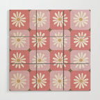 Checkered Daisies - Blush & Gold Wood Wall Art Gallery Image 1