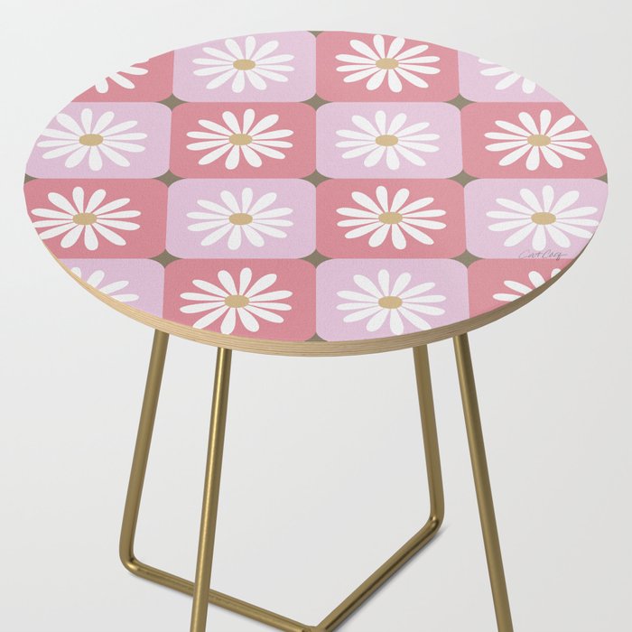 Checkered Daisies - Blush & Gold Side Table Gallery Image 2