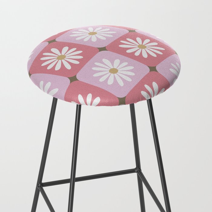 Checkered Daisies - Blush & Gold Stool Gallery Image 2