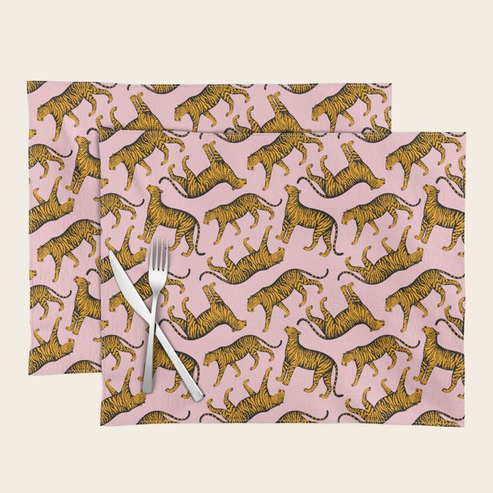 Tigers (Pink and Marigold) Placemat Gallery Image 1