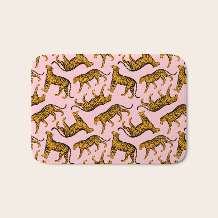 Tigers (Pink and Marigold) Bath Mat Gallery Image 1