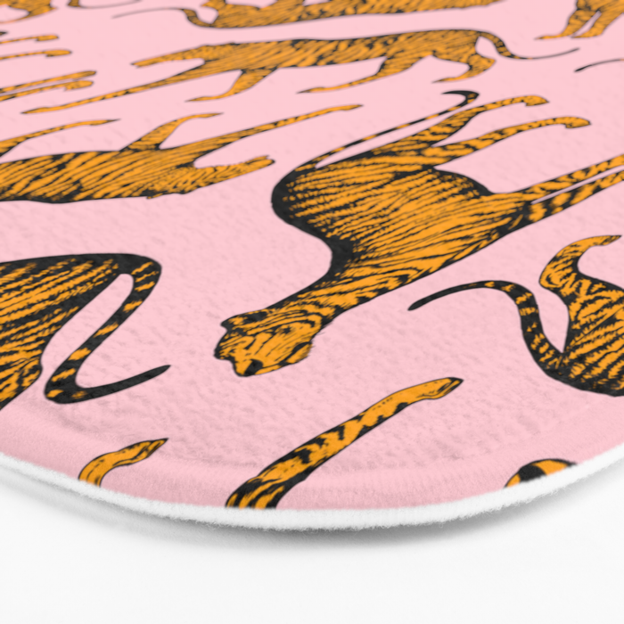 Tigers (Pink and Marigold) Bath Mat Gallery Image 3