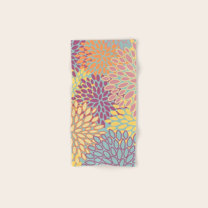 Festive, Floral Prints, Orange, Yellow, Teal and Pink Towels Gallery Image 1
