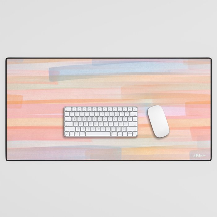 Abstract Watercolor Waves in Peach Sunrise Desk Mat Gallery Image 1