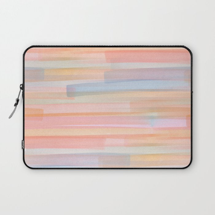 Abstract Watercolor Waves in Peach Sunrise Laptop Sleeve Gallery Image 1