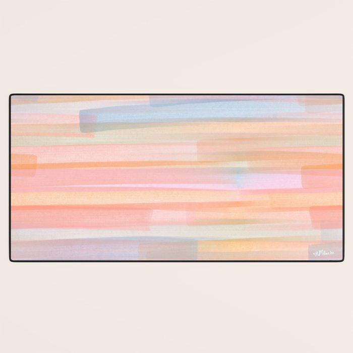 Abstract Watercolor Waves in Peach Sunrise Desk Mat Gallery Image 3