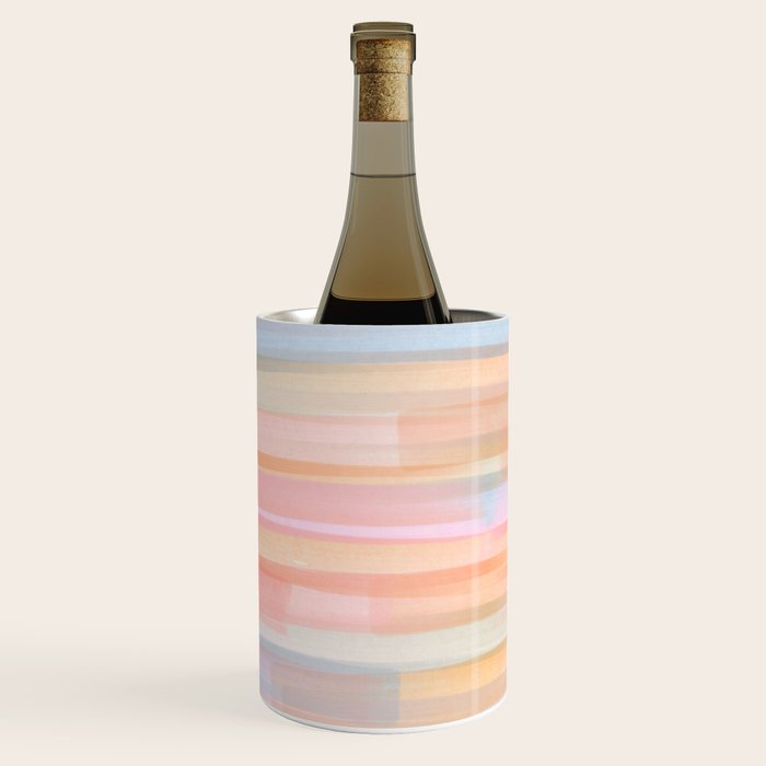 Abstract Watercolor Waves in Peach Sunrise Wine Chiller Gallery Image 1