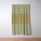 Fish Stripe 8 Mid Century Modern Minimal Pattern in Vintage Olive Green and Cantaloupe Orange Window Curtain Gallery Image 3