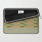 Fish Stripe 8 Mid Century Modern Minimal Pattern in Vintage Olive Green and Cantaloupe Orange Laptop Sleeve Gallery Image 2
