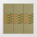 Fish Stripe 8 Mid Century Modern Minimal Pattern in Vintage Olive Green and Cantaloupe Orange Wood Wall Art Gallery Image 1