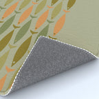 Fish Stripe 8 Mid Century Modern Minimal Pattern in Vintage Olive Green and Cantaloupe Orange Rug Gallery Image 4