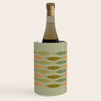 Fish Stripe 8 Mid Century Modern Minimal Pattern in Vintage Olive Green and Cantaloupe Orange Wine Chiller Gallery Image 1